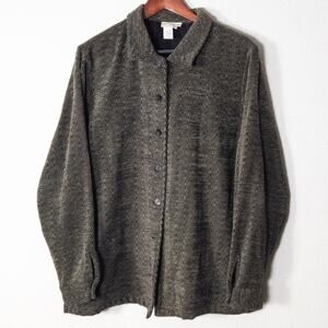 Coldwater Creek Button Up Coat Green Gray XL Dark Academia Shacket
